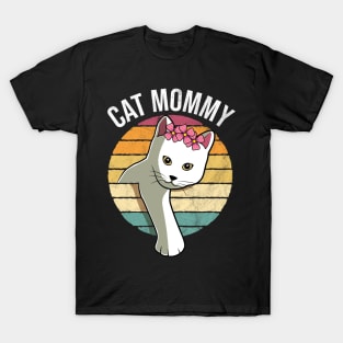 Retro Vintage Cat Mommy Funny Mothers Day Gift T-Shirt